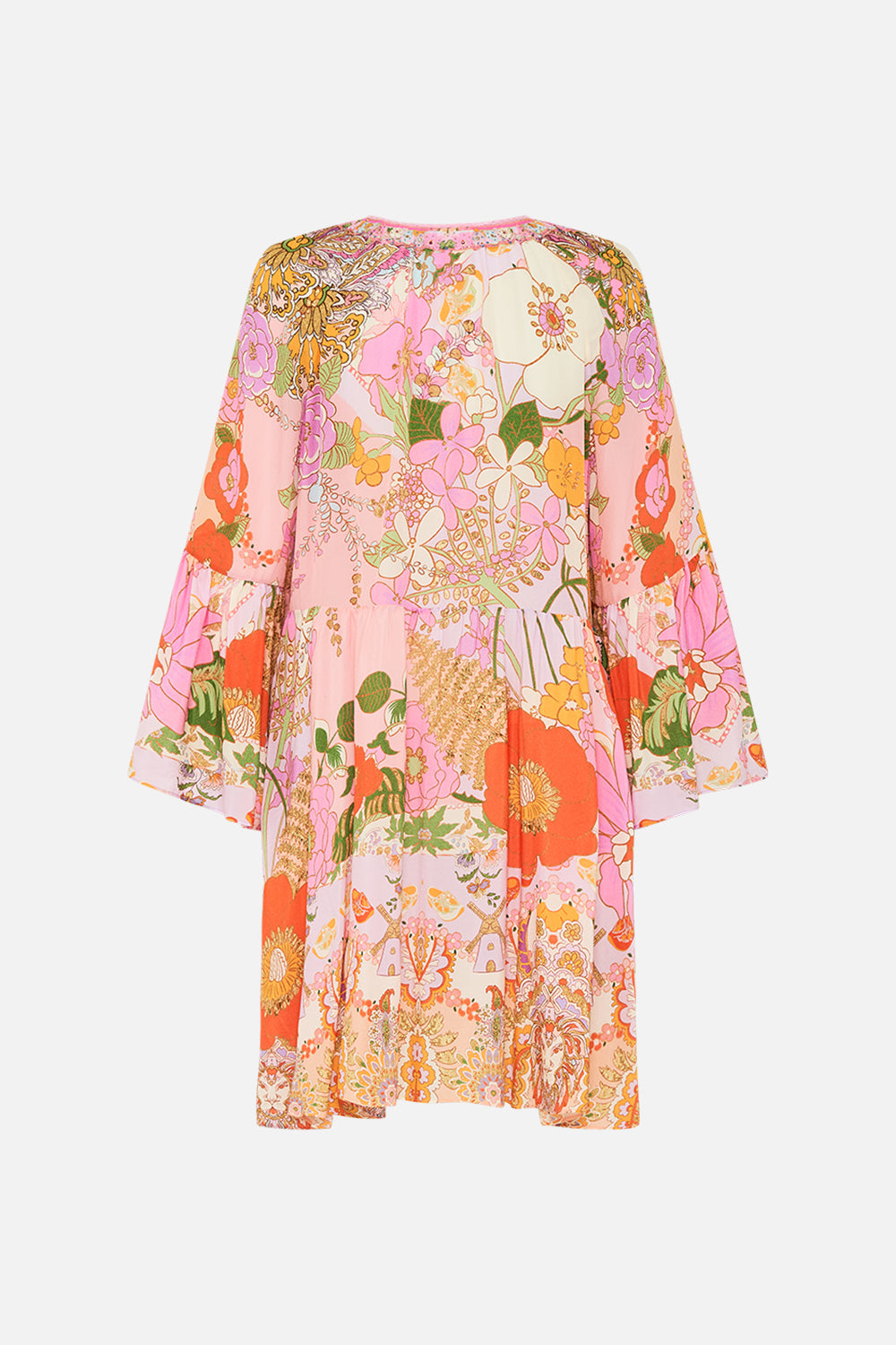 CAMILLA floral a line dress in Clever Clogs print