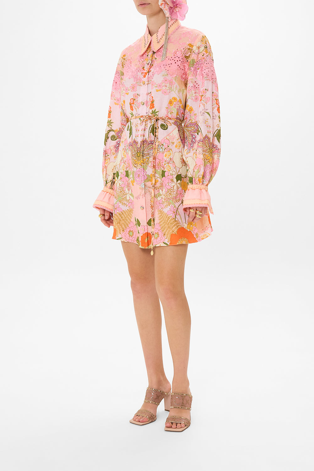 CAMILLA floral shift shirt dress in Clever Clogs print