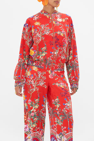 CAMILLA silk floral print bomber jacket in The Summer Palace print