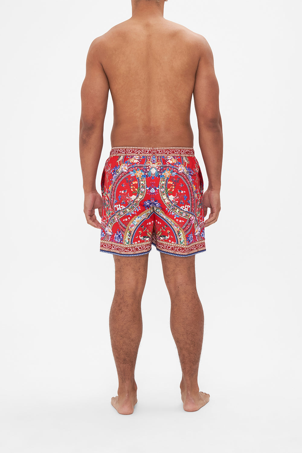 Hotel Franks by CAMILLA mens red floral print boardshorts in The Summer Palace print