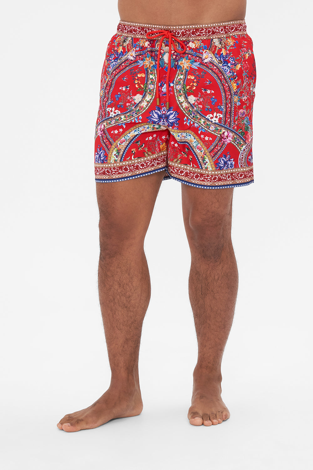 Hotel Franks by CAMILLA mens red floral print boardshorts in The Summer Palace print