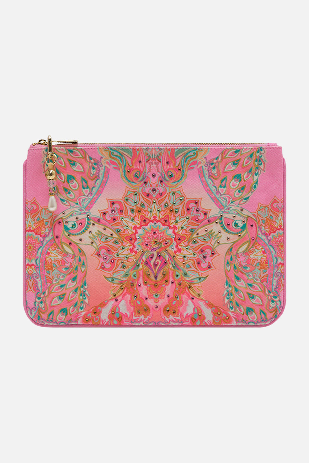 CAMILLA canvas clutch bag in Tea With Tuchinski print