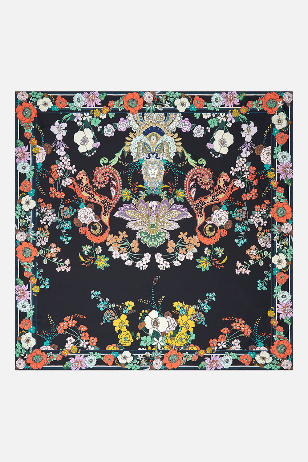 CAMILLA silk scarf in We Wore Folklore print