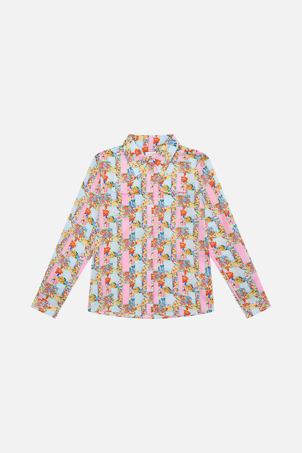 Product view of MILLA BY CAMILLA kids button shirt in An Italian Welcome print