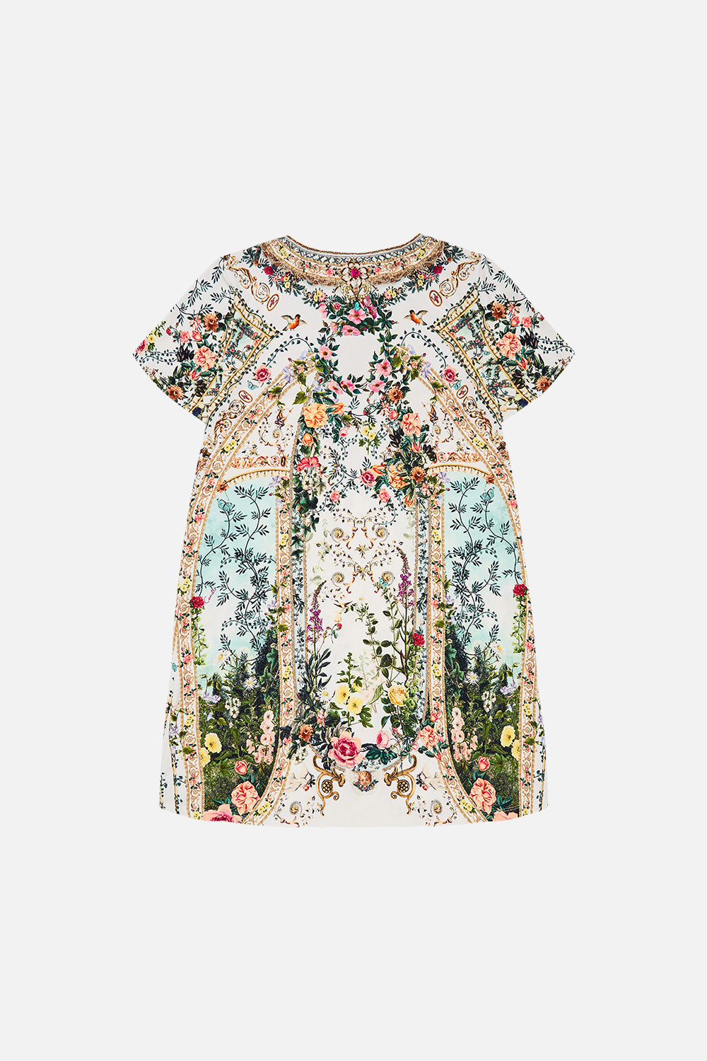 Back product view of Milla by CAMILLA kids floral t shirt dress in Renaissance Romace print 