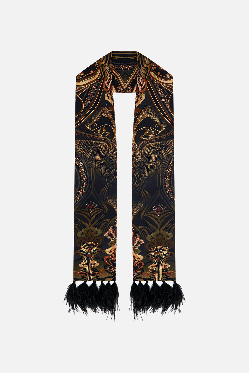 CAMILLA silk scarf in Nouveau Noir print