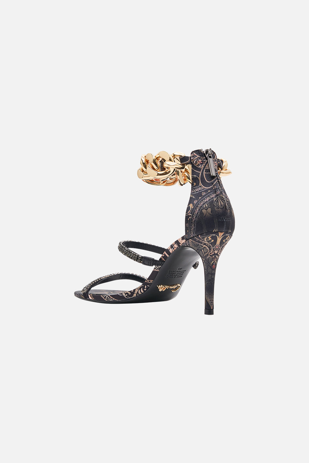 CAMILLA heels in Nouveau Noir print