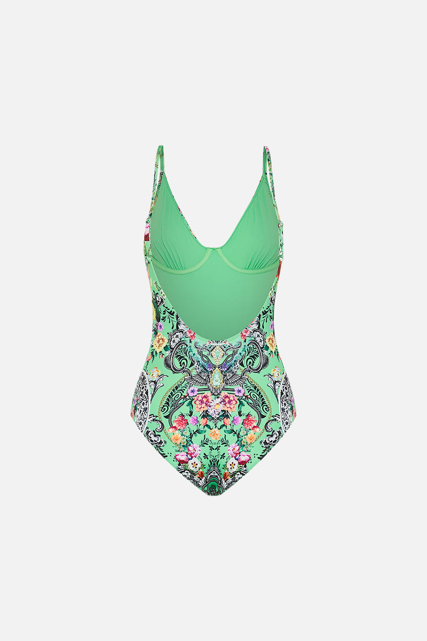 Crinkle Classic Ring V Neck One Piece