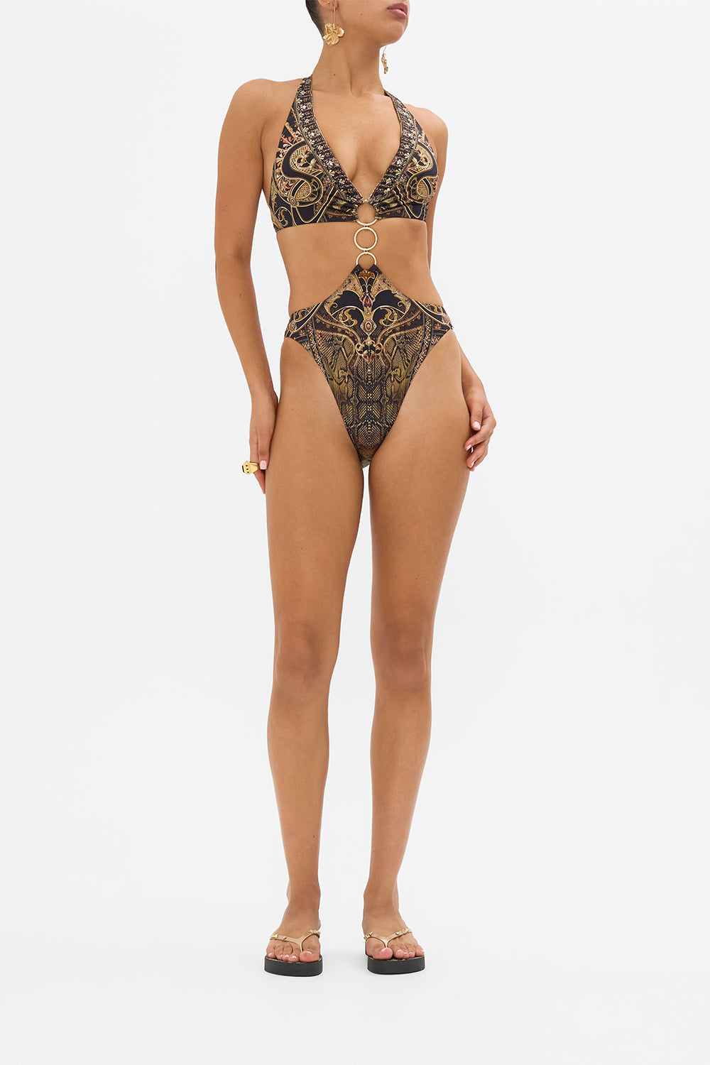 CAMILLA resortwear onepiece swimsuit in Nouveau Noir print