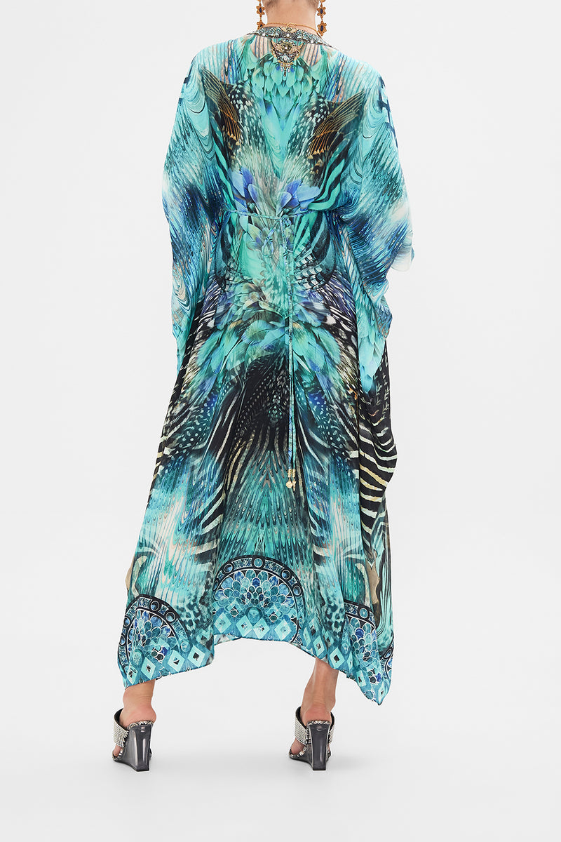 SPLIT SHOULDER SHORT KAFTAN AMAZON AZURE