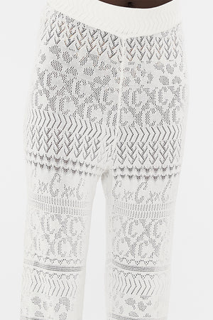Flared Pointelle Knit Pant, Sea Charm