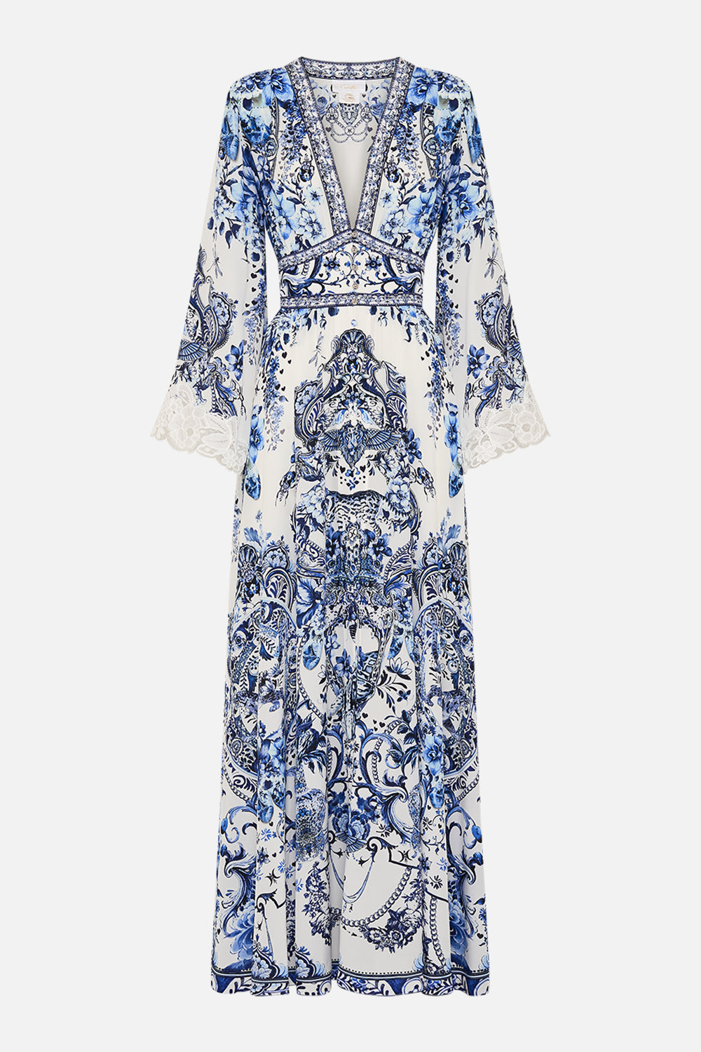 CAMILLA silk maxi dress in Glaze and Graze print