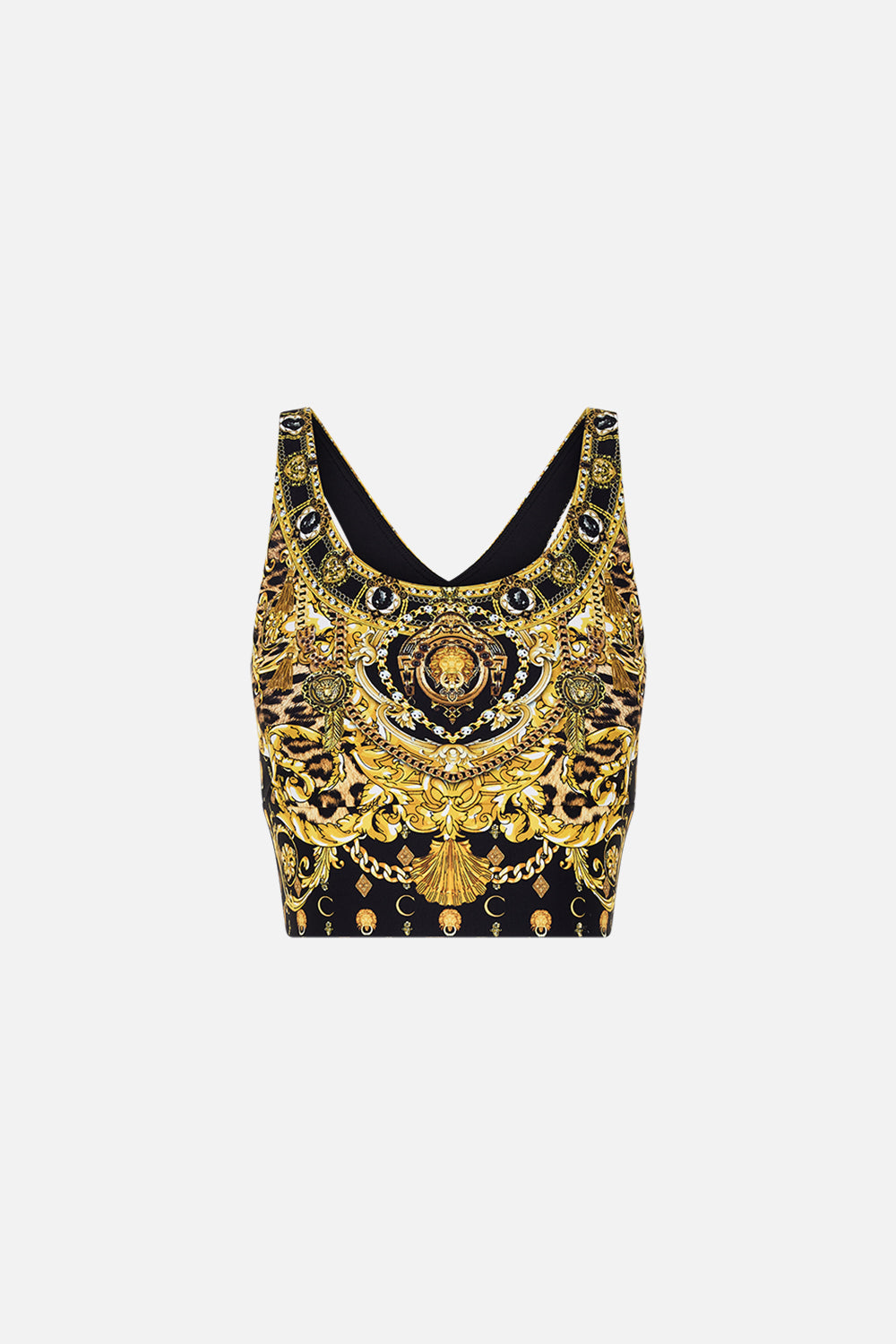 CAMILLA racer back crop top in Nouveau Nature print