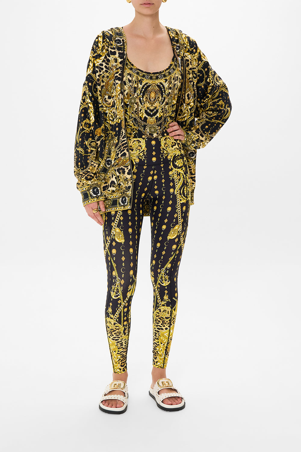 CAMILLA activewear tank in Nouveau Noir print