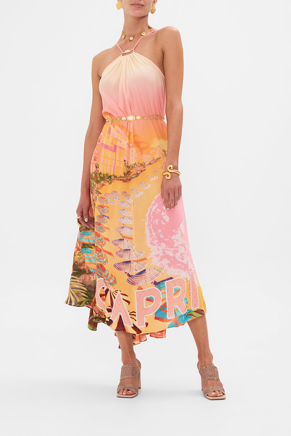 GATHER NECK HALTER MAXI DRESS ALWAYS CHANGE YOUR SPOTS