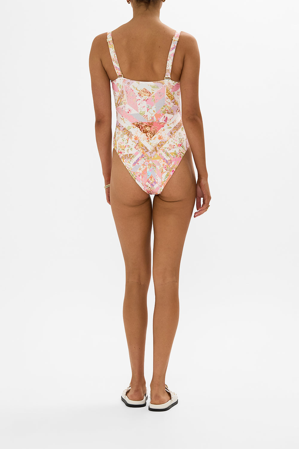 CAMILLA floral lace up balconette underwire one piece in Sew Yesterday