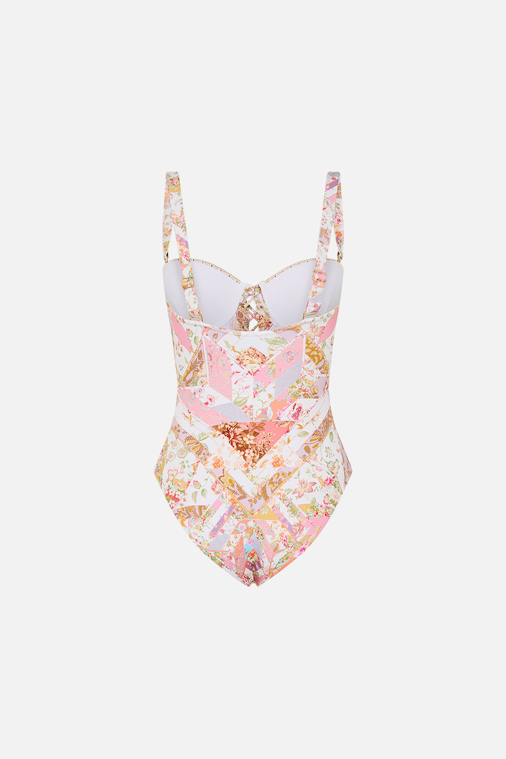 CAMILLA floral lace up balconette underwire one piece in Sew Yesterday