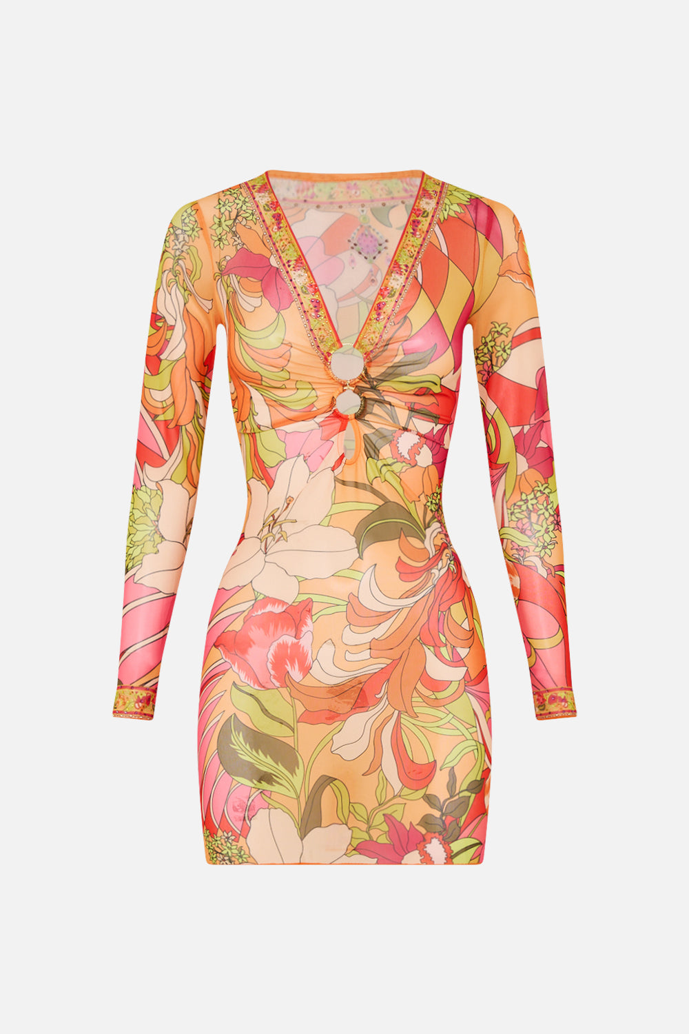 CAMILLA floral v-neck ring front cover up dress in The Flower Child Society