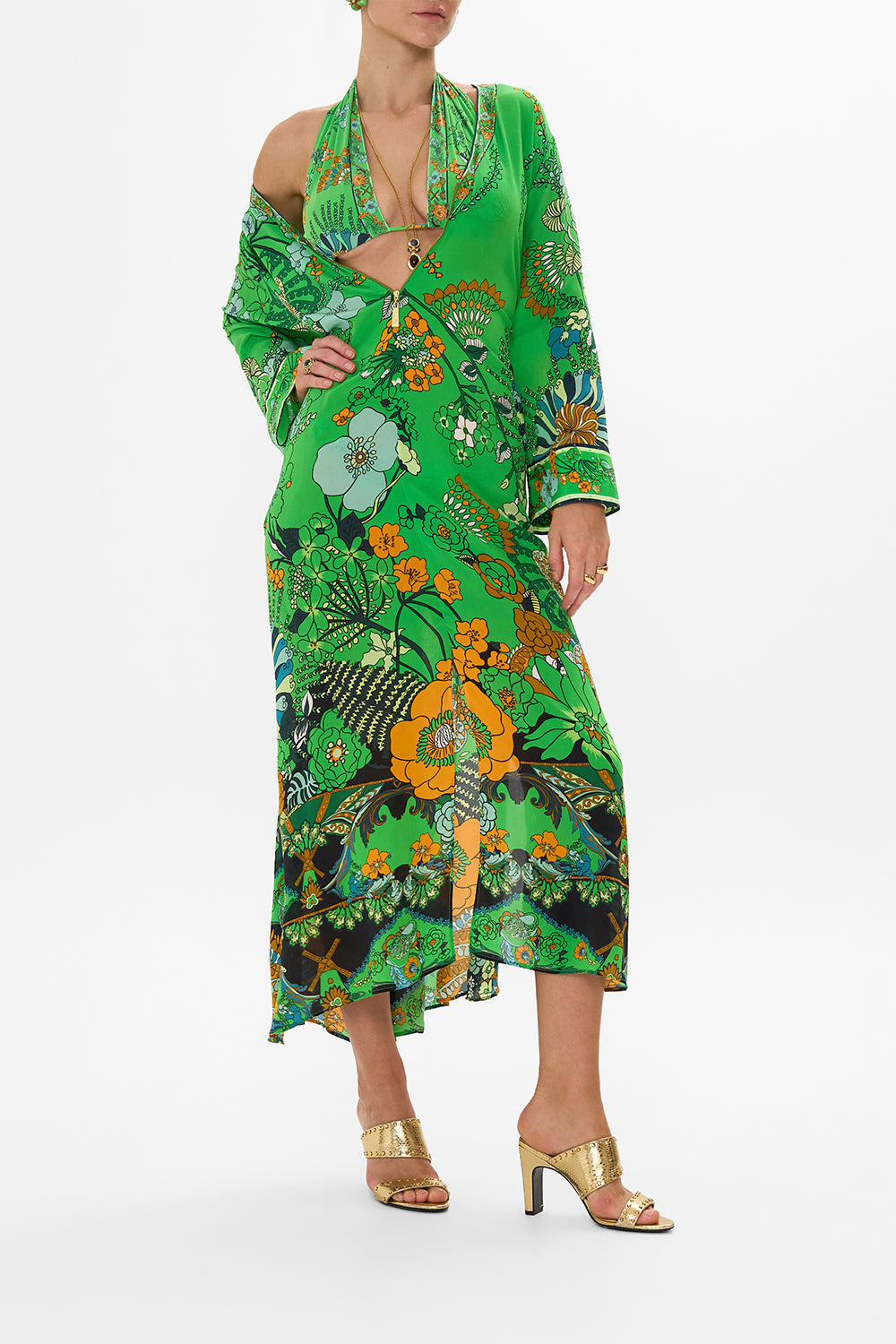 CAMILLA green elastic side pant in Good Vibes Generation