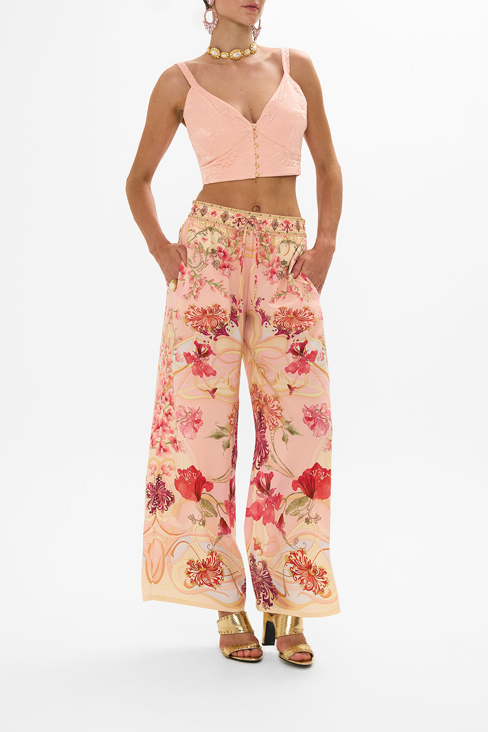 LONG SCARF BLOSSOMS AND BRUSHSTROKES
