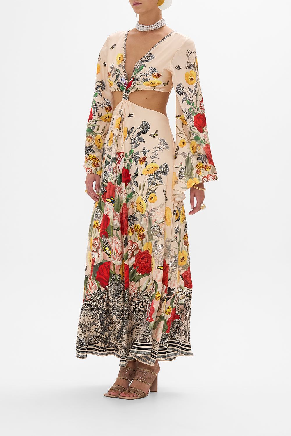 CAMILLA Multi Cut Out Dress with Knot Front in Etched into Eternity print