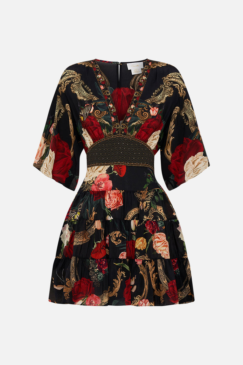 TIERED DRESS WITH COLLAR MAGIC IN THE MANUSCRIPTS
