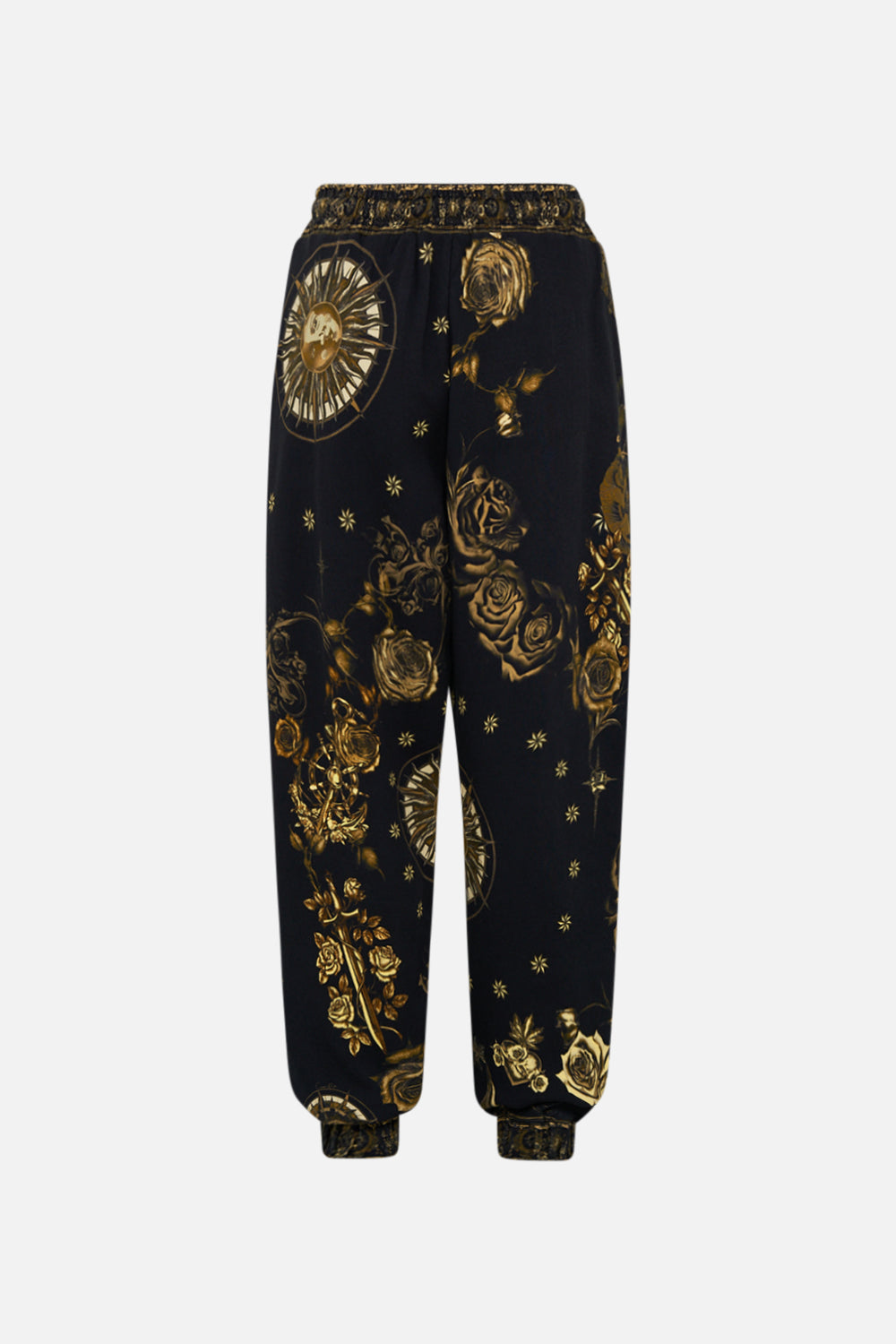 CAMILLA black jersey track pant in So Says The Oracle print.
