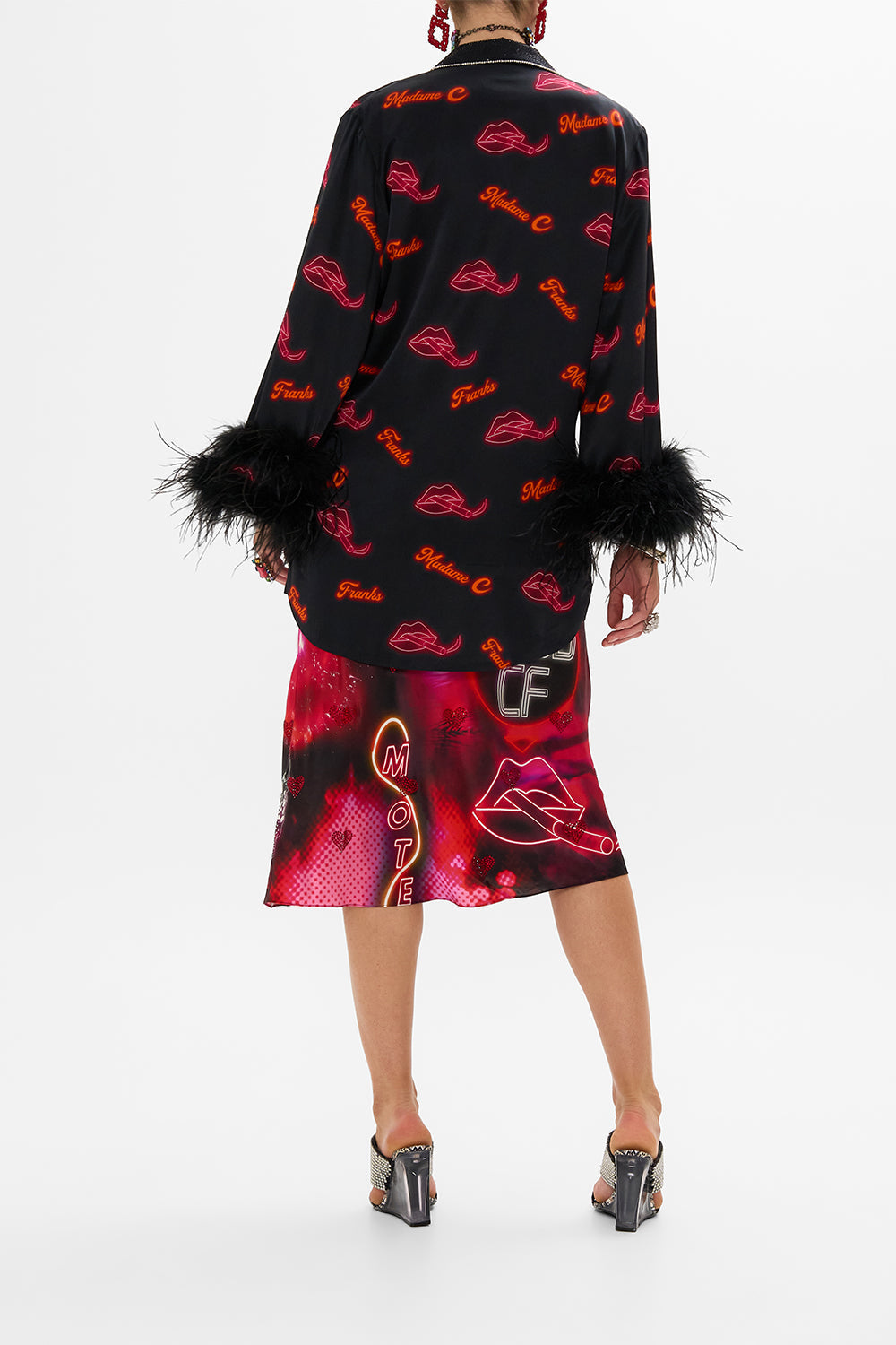 CAMILLA Black Flared Sleeve Double Breasted Jacket in Electric Loveland