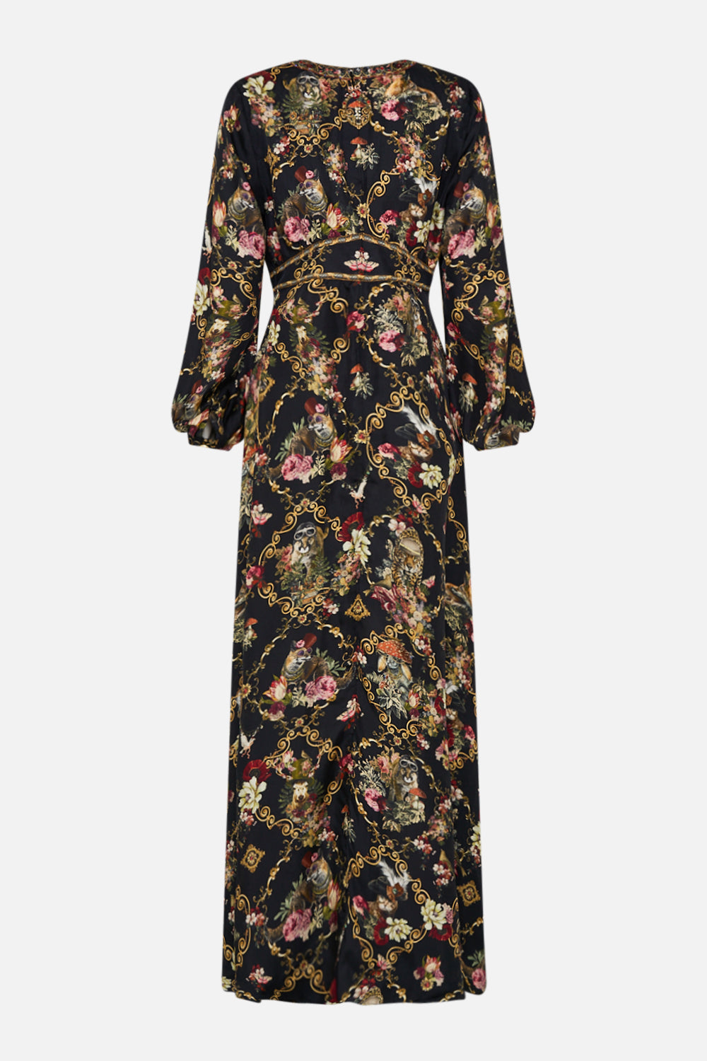 CAMILLA Black Lantern Sleeve Dress in Told in the Tapestry print
