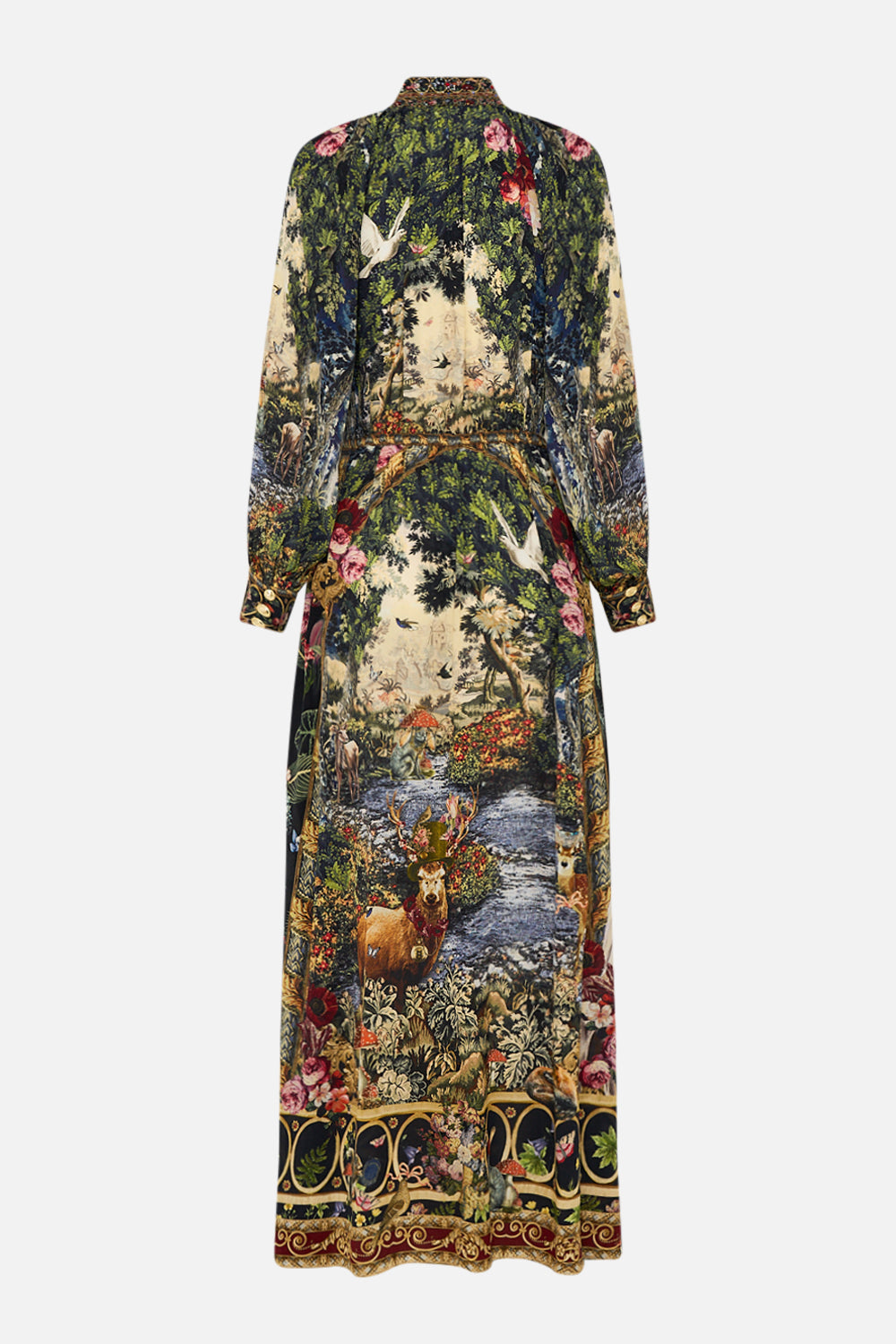 CAMILLA Floral Drawcord Waist Long Dress in Tapestry Totems