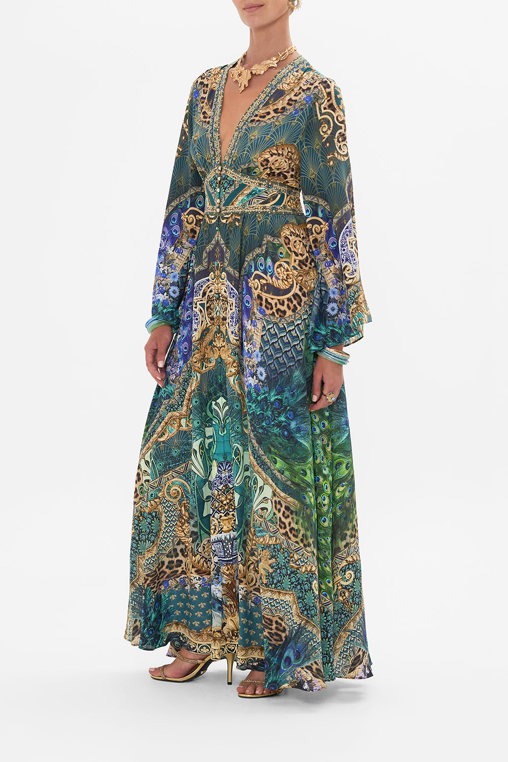 Kimono Sleeve Dress With Shirring Detail Fan Dance | CAMILLA AU – CAMILLA