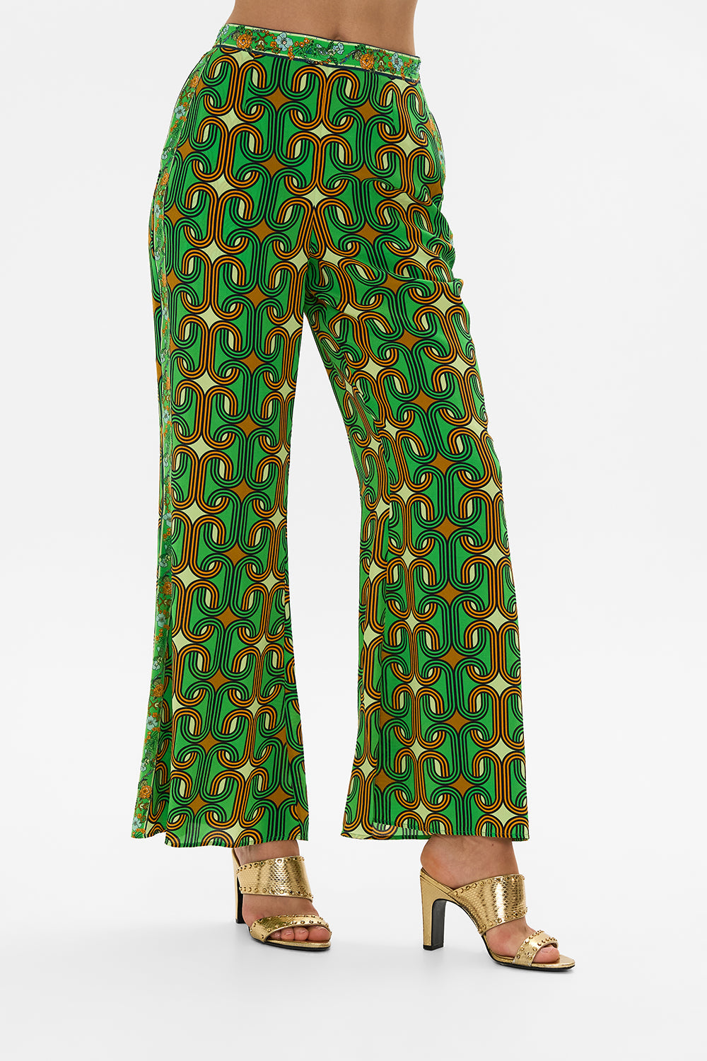 CAMILLA Green Relaxed Flare Pant in Good Vibes Generation
