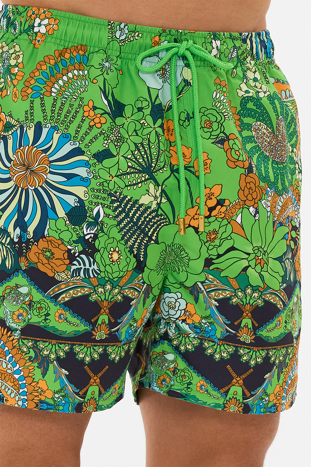 CAMILLA green mid length boardshort in Good Vibes Generation