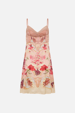 SHORT SLIP DRESS WITH QUILTING BLOSSOMS AND BRUSHSTROKES