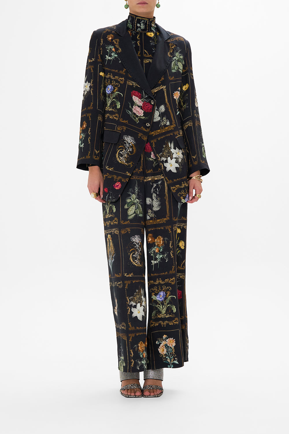 CAMILLA floral longline jacket in Magic In The Manuscripts print