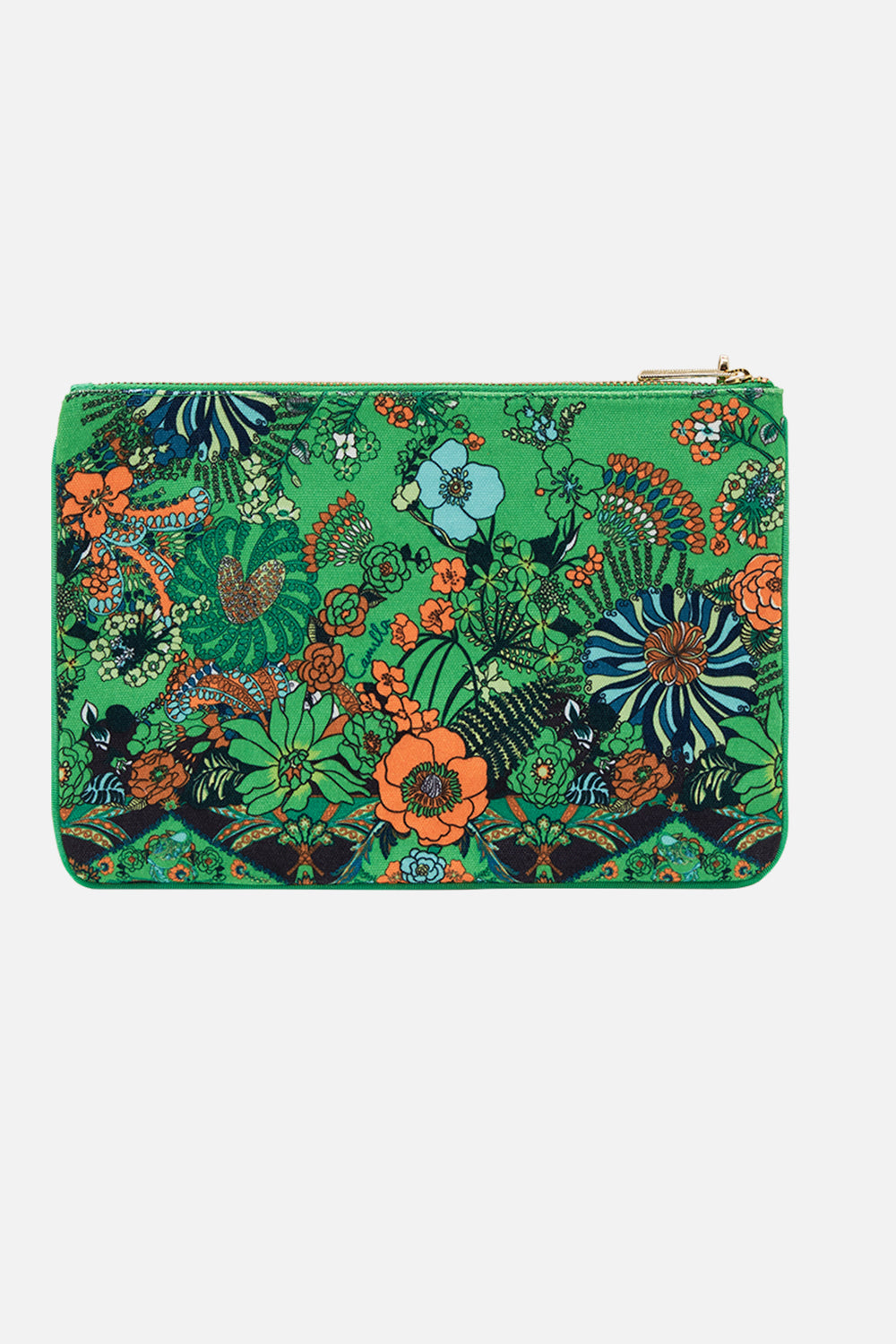 CAMILLA green small canvas clutch in Good Vibes Generation