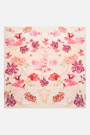 LARGE SQUARE SCARF BLOSSOMS AND BRUSHSTROKES