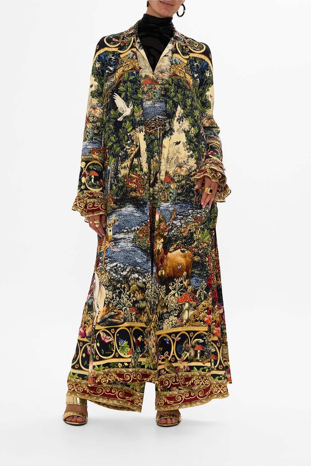 COAT WITH WIDE CUFFS AND SHORT SIDE SPLITS TAPESTRY TOTEMS