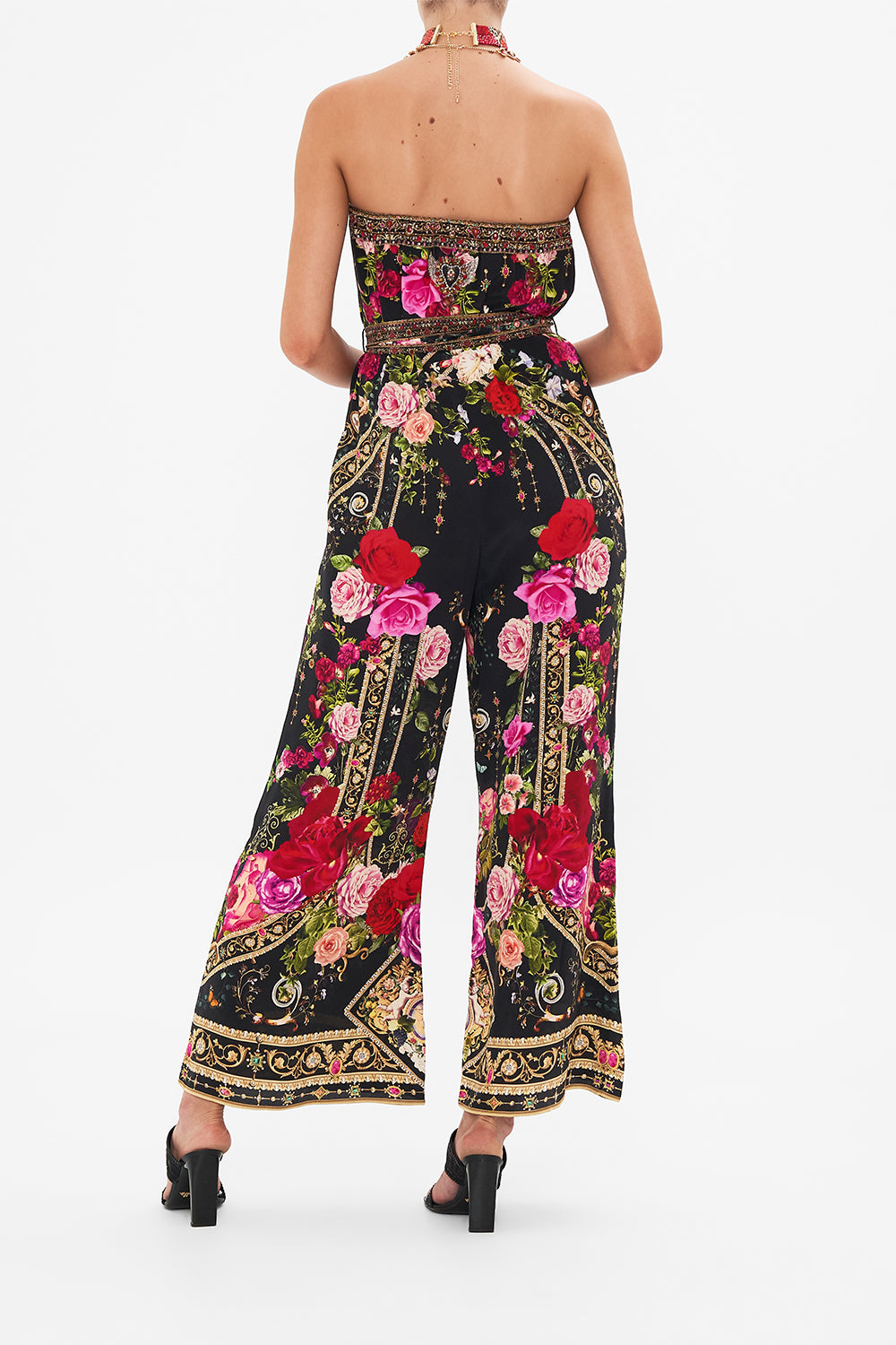Karla Two Piece Set - Button Up Shirt and Wide Leg Pants Set in Black &  Sand Print