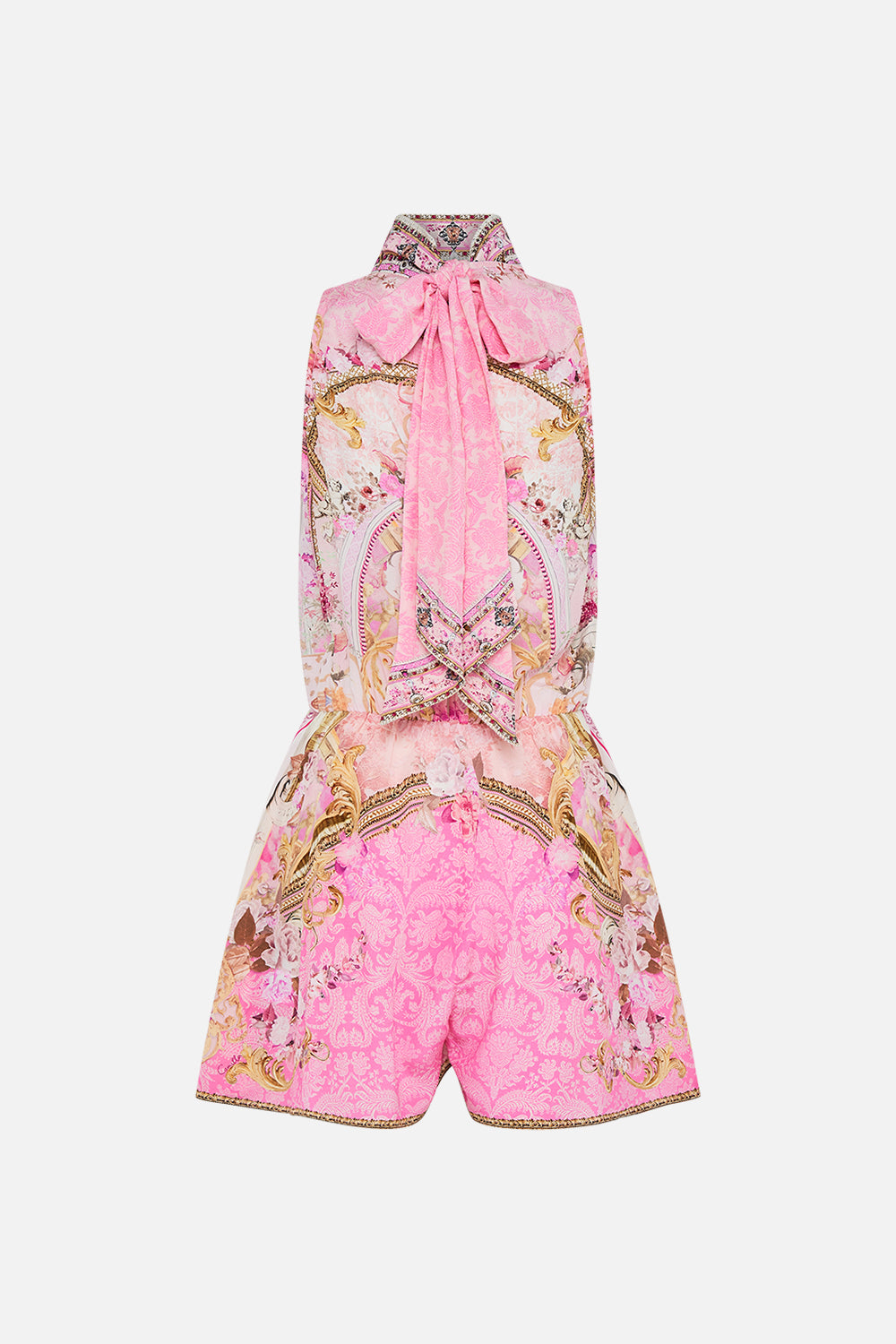 NECK TIE PLAYSUIT WITH ELASTIC WAIST FRESCO FAIRYTALE