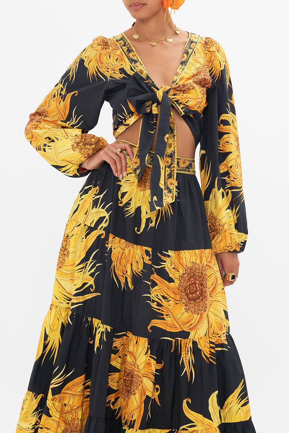 CAMILLA silk blouse in Make Me Your Masterpiece print 