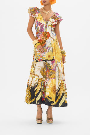 CAMILLA frill dress in Sunflowers On My Mind print
