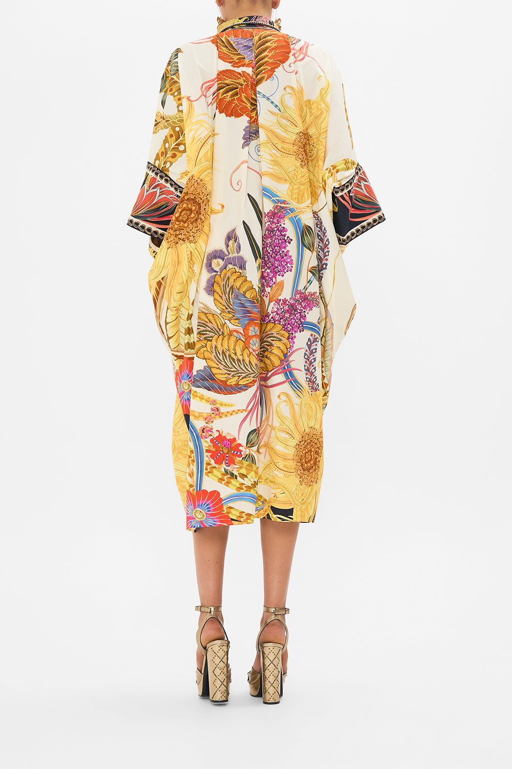 CAMILLA silk kaftan in Sunflowers On My Mind print