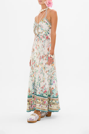 CAMILLA tie front maxi dress in Pluems and Parterres print