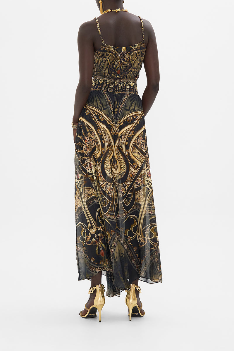 Camilladress Smocked Elastic Waist Pleated Wide Leg Pants