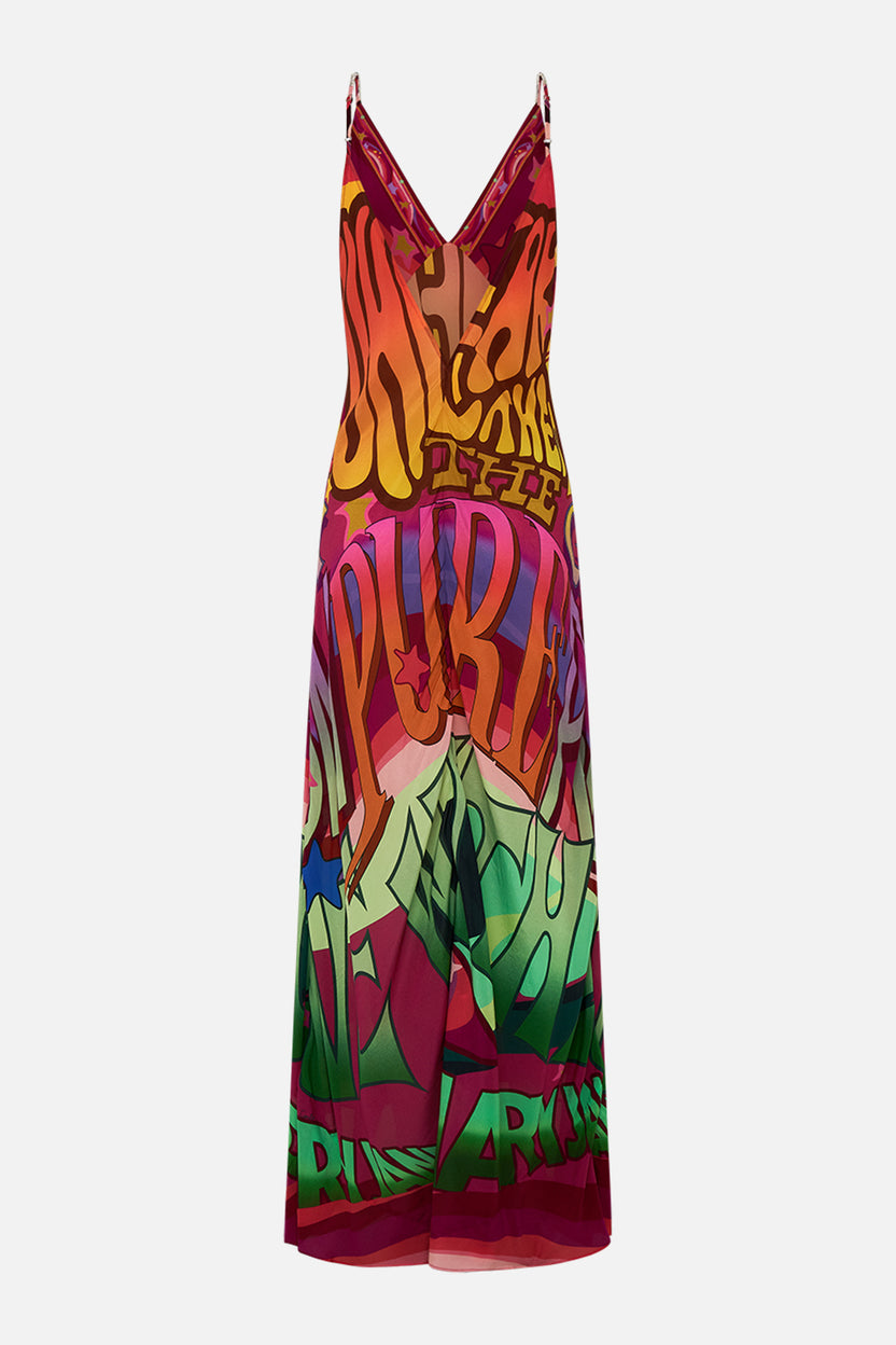V NECK LONG BIAS SLIP DRESS WITH TRAIN TEMPLES OF DENDARA main image 1