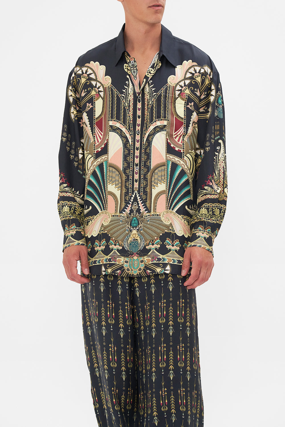 Hotel Franks By CAMILLA  Black/Gold Oversized Shirt in They Called Her Nefertari print