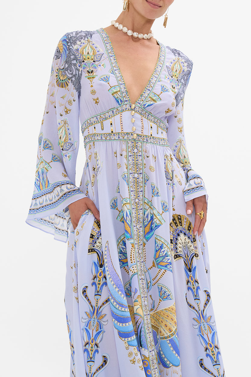 Kimono Sleeve Dress With Shirring Detail Navás Nouveau - Camilla
