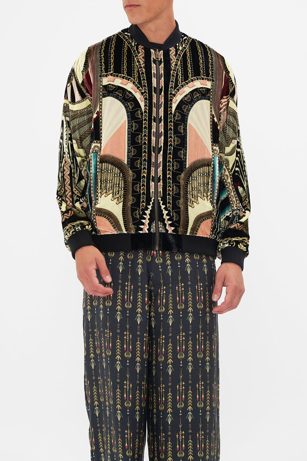 CAMILLA Zip Through Reversible Bomber Jacket in They Called Her Nefertari print.