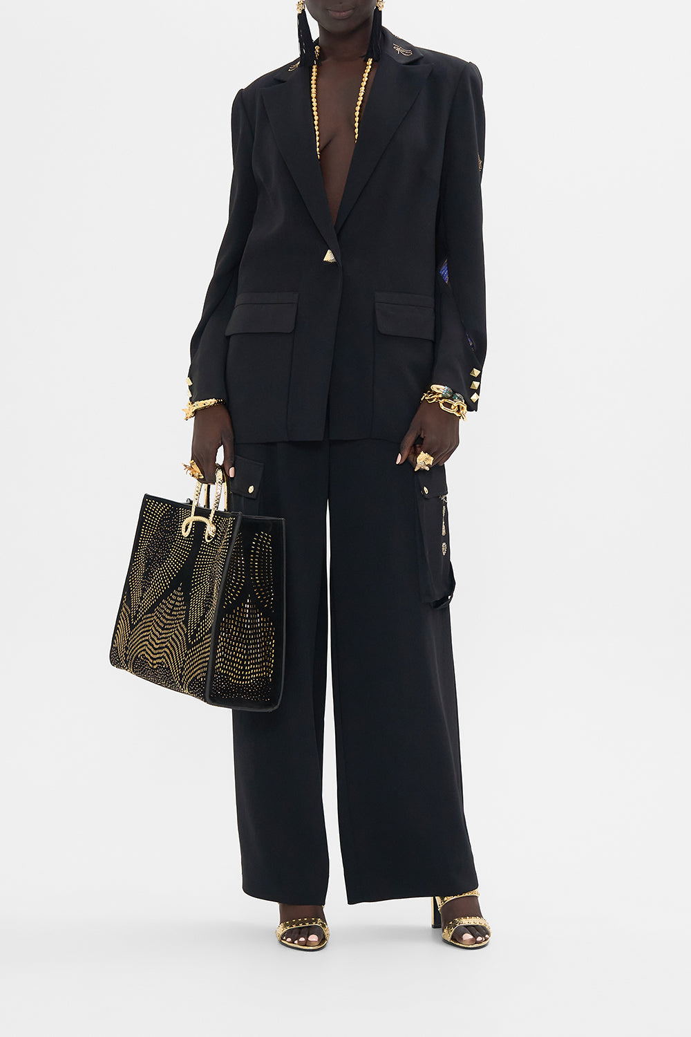 CAMILLA Jacket With Sleeve Cut Out Detail in Cartouche Kingdom print. 